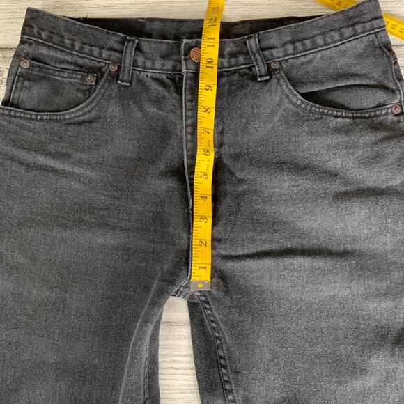 Vintage 90s LA Blues Faded Washed Black Denim Tapered Straight Leg Jeans - Picture 8 of 11
